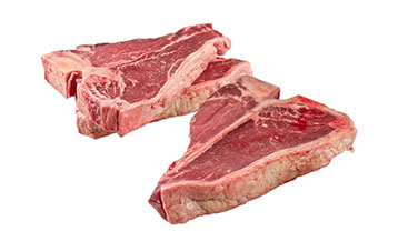 2 raw grass-fed beef porterhouse steaks