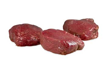 3 grass-fed beef top sirloin steaks, raw