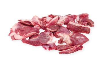 Raw pieces of grass-fed lamb trimmings