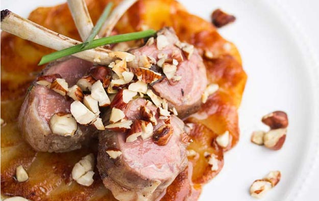 Cider-Glazed Lamb Chops with Pommes Anna